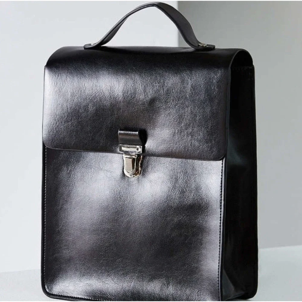 Urban‎ Outfitters Black Cooperative Ivy Backpack Vegan Leather Button Clasp